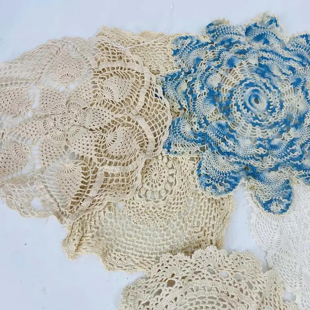 Lot of 20 Vintage Handmade Crochet Doilies Mixed Colors Floral Cottagecore Craft